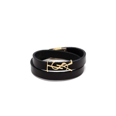 YSL LOGO CHARM LEATHER LOOP BRACELET ‎70879501H0J1000